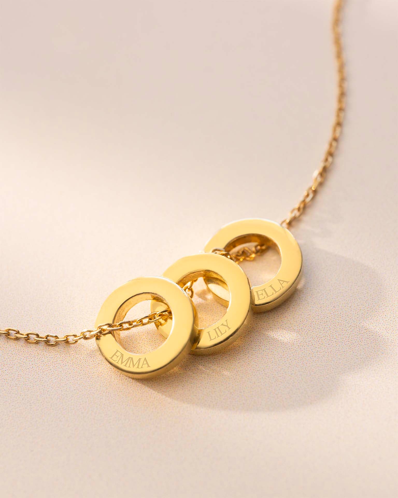Gold Family Mini Eternal Rings Personalised Necklace