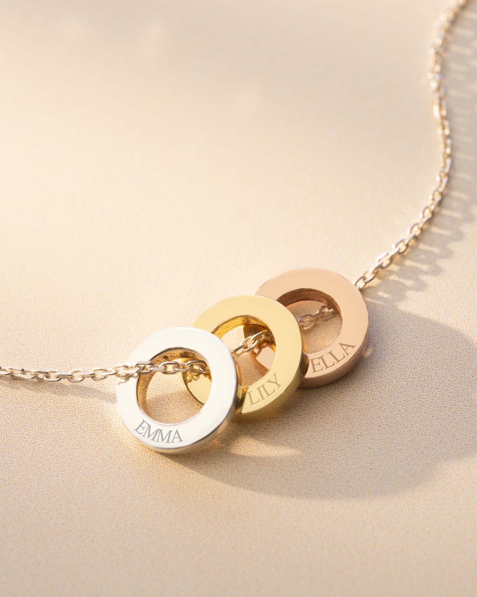 Mixed Metal Family Mini Eternal Rings Personalised Necklace