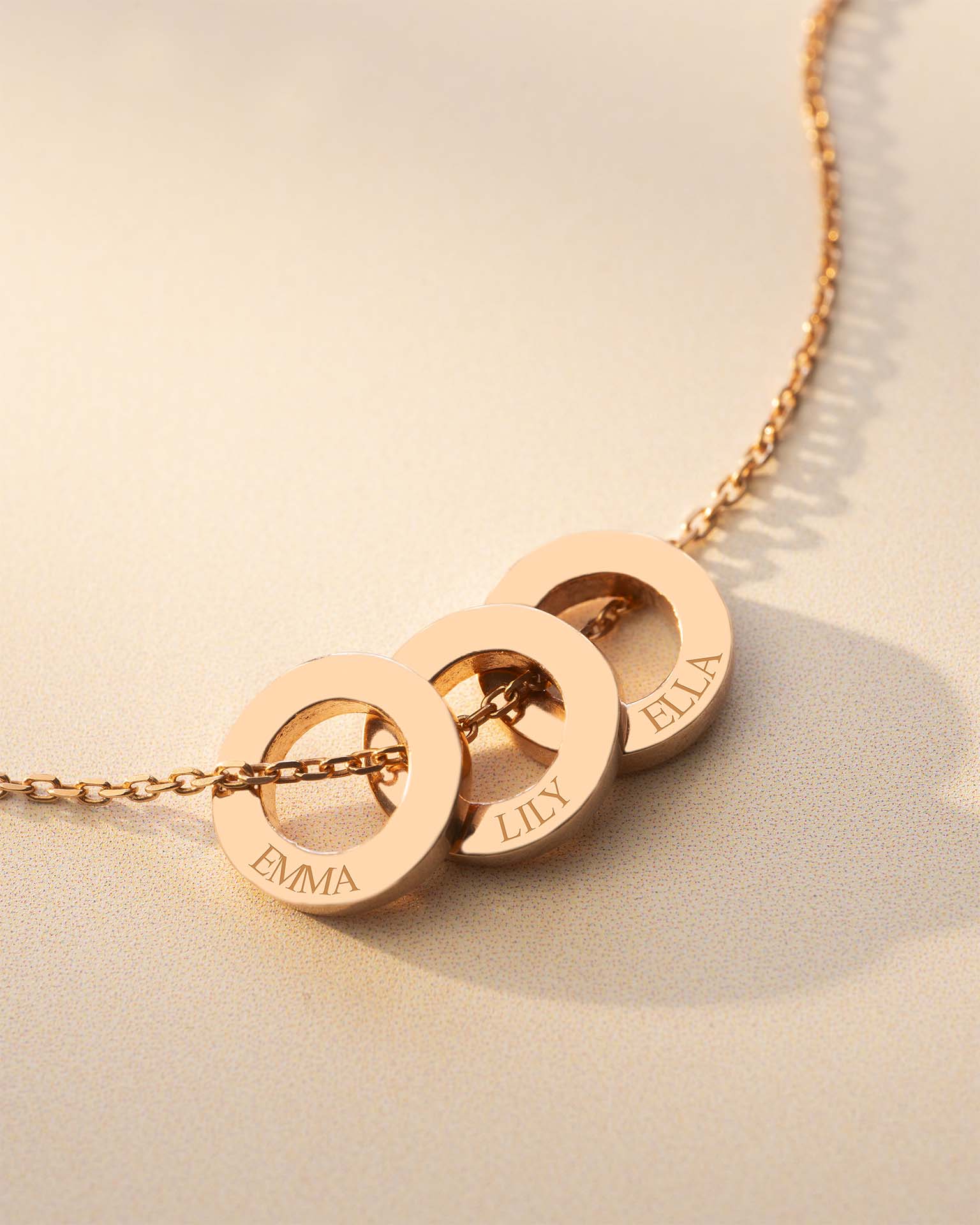 Rose Gold Family Mini Eternal Rings Personalised Necklace