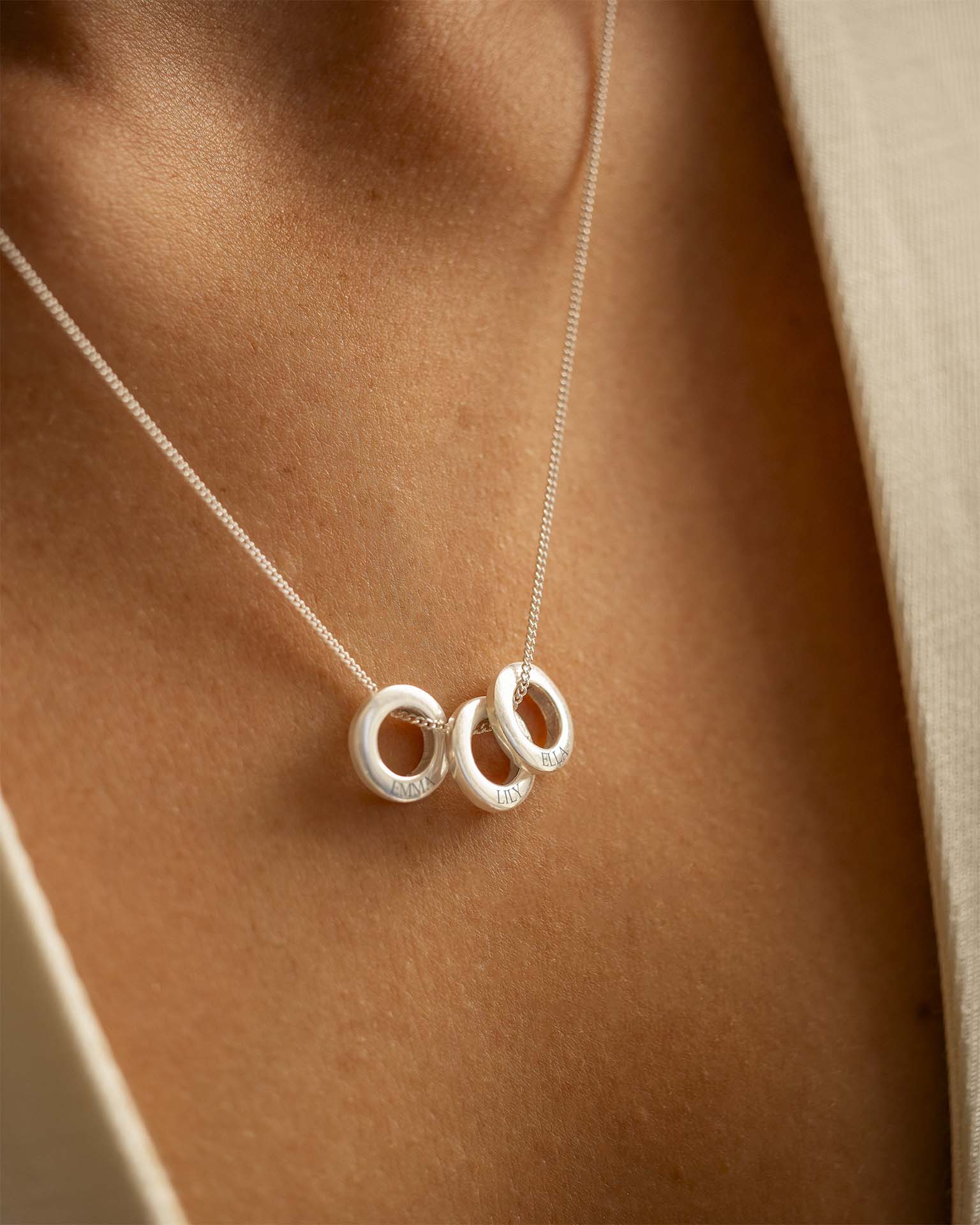 Silver Family Mini Eternal Rings Personalised Necklace