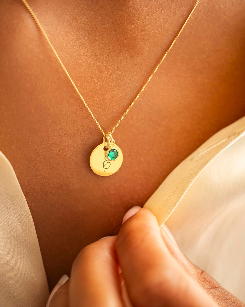 Gold Initial and Birthstone Personalised Necklace