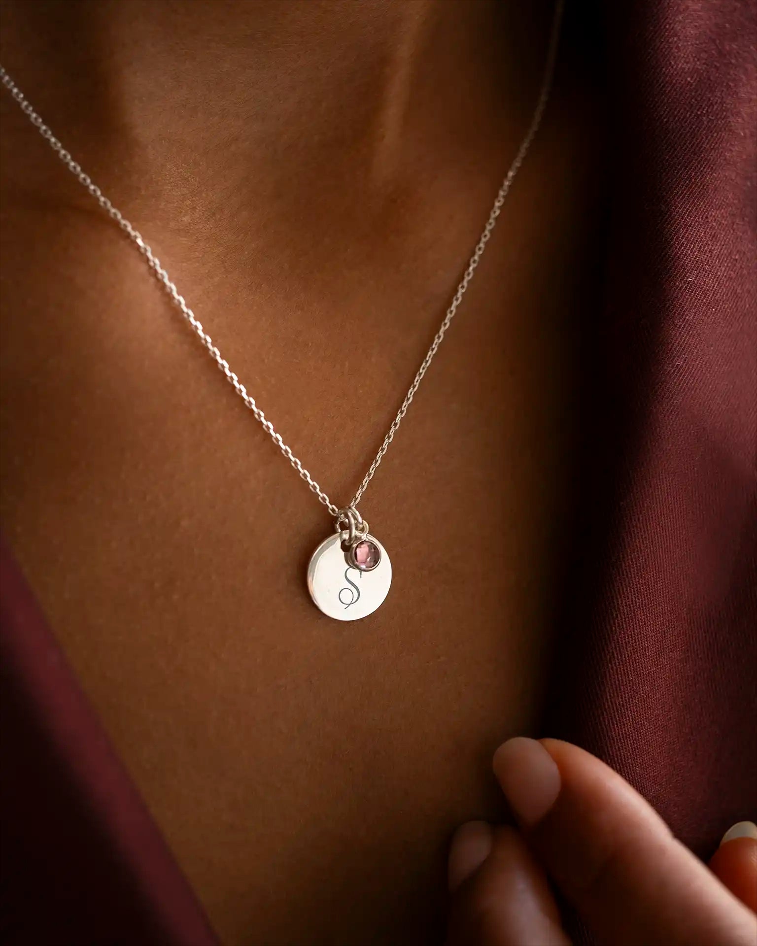 Silver Initial and Birthstone Personalised Necklace