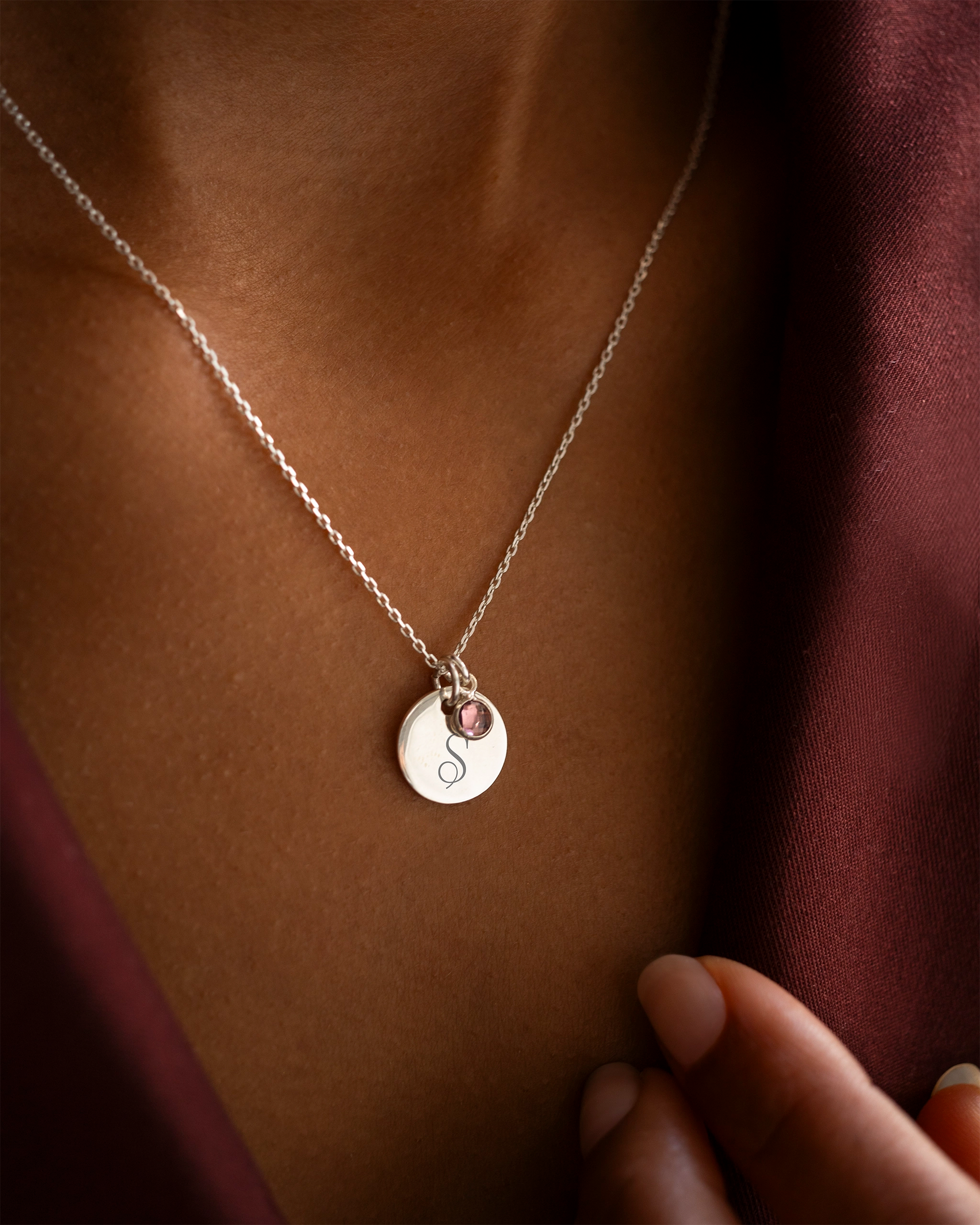 Silver Initial and Birthstone Personalised Necklace