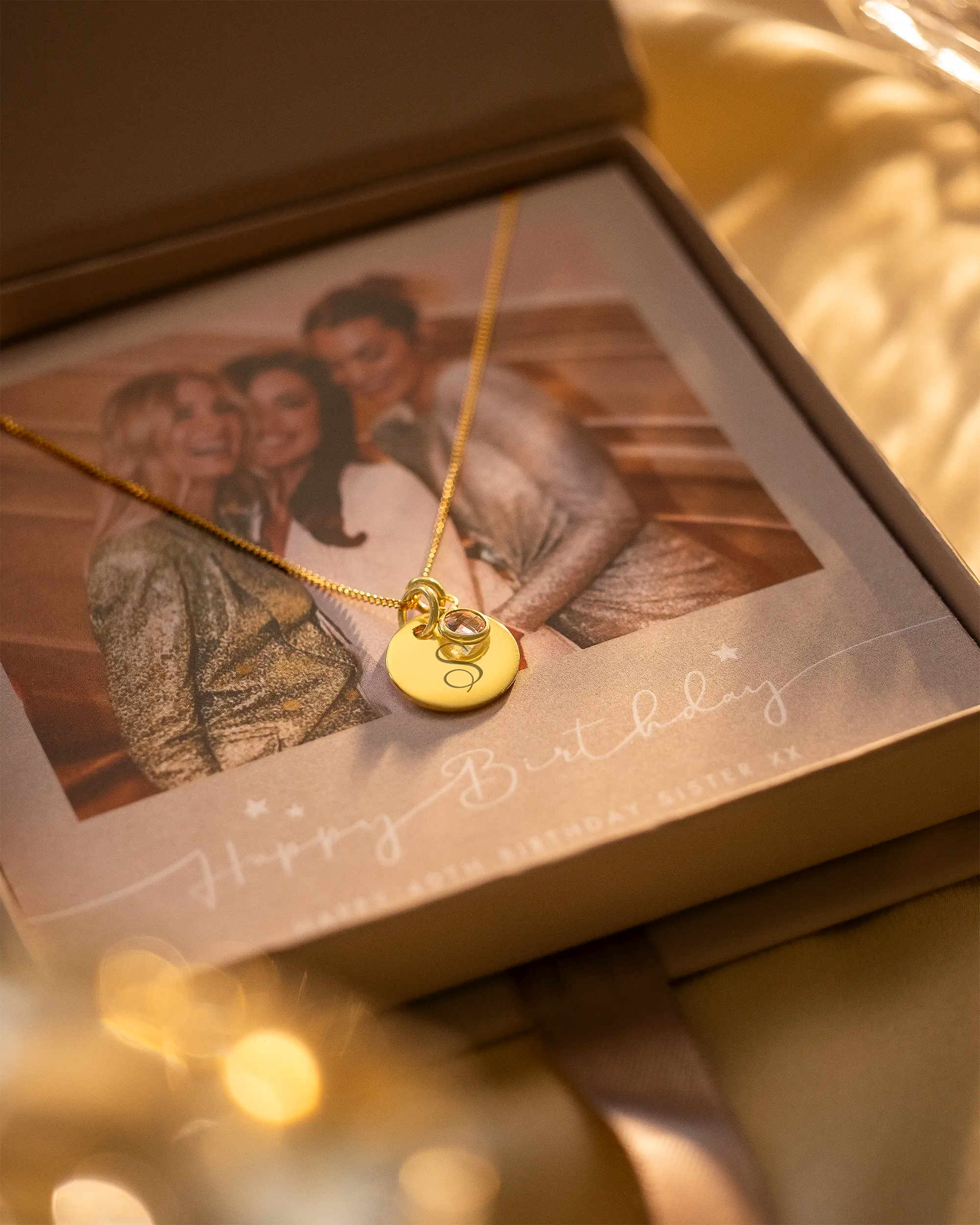 Gold Initial and Birthstone Personalised Necklace