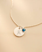 Silver Initial and Birthstone Personalised Necklace
