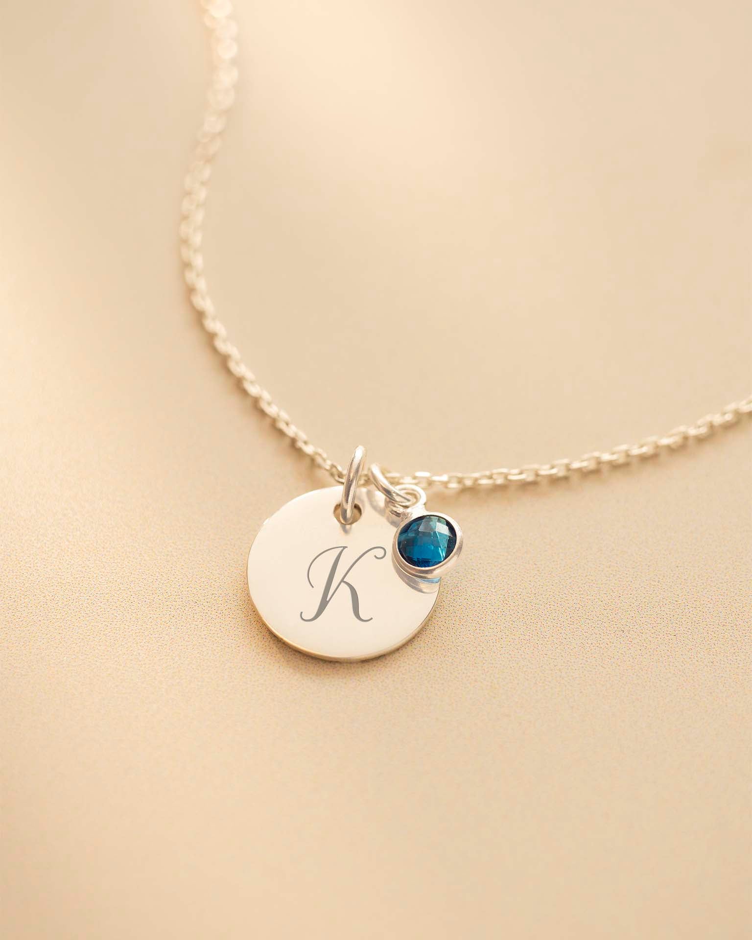Silver Initial and Birthstone Personalised Necklace