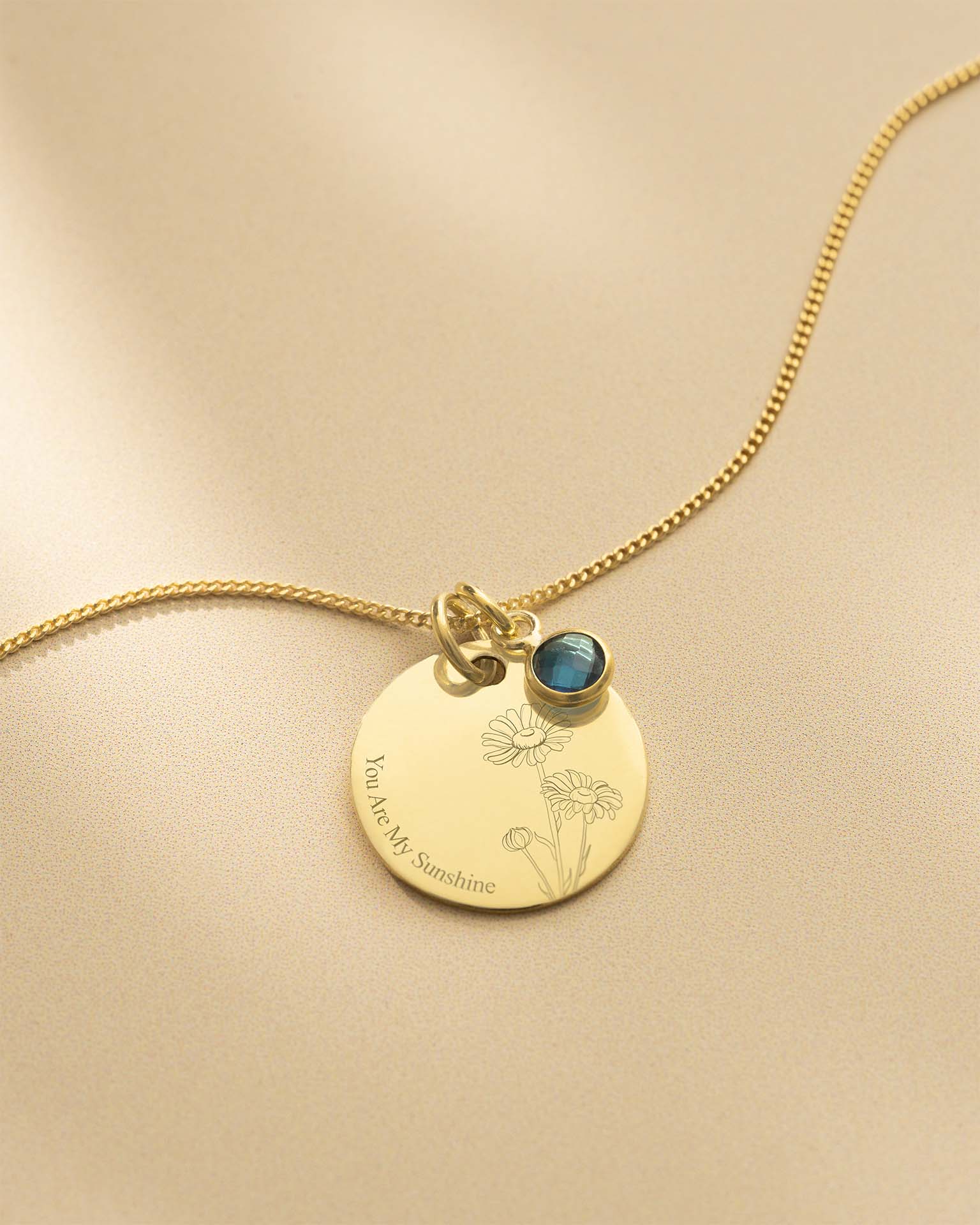 Gold Meaningful Flower and Message Personalised Necklace
