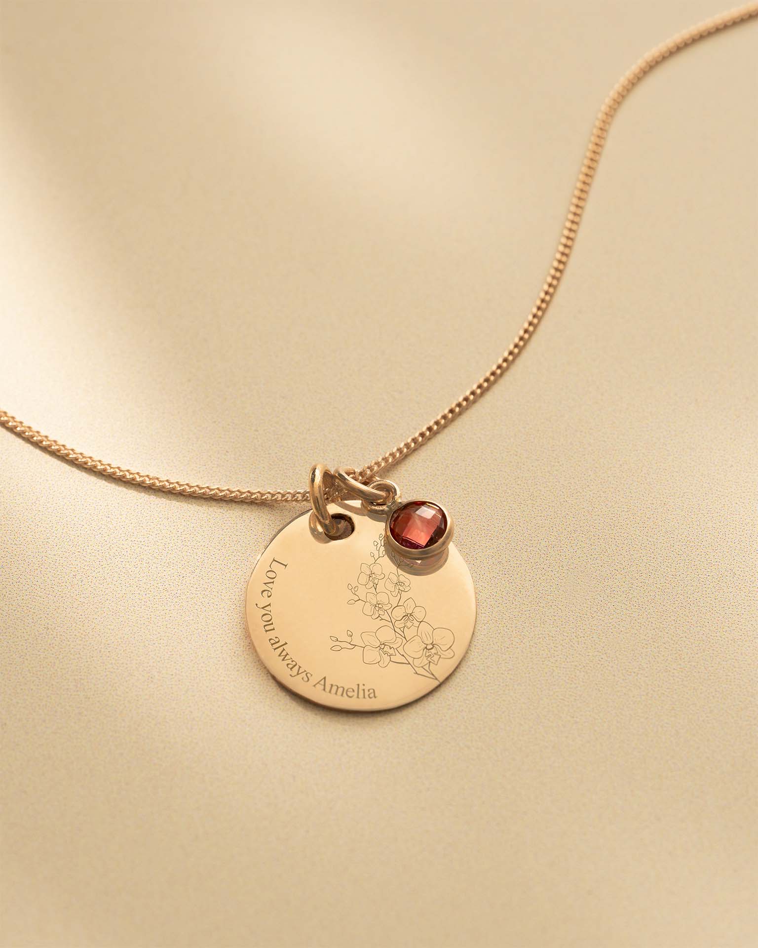 Rose Gold Meaningful Flower and Message Personalised Necklace