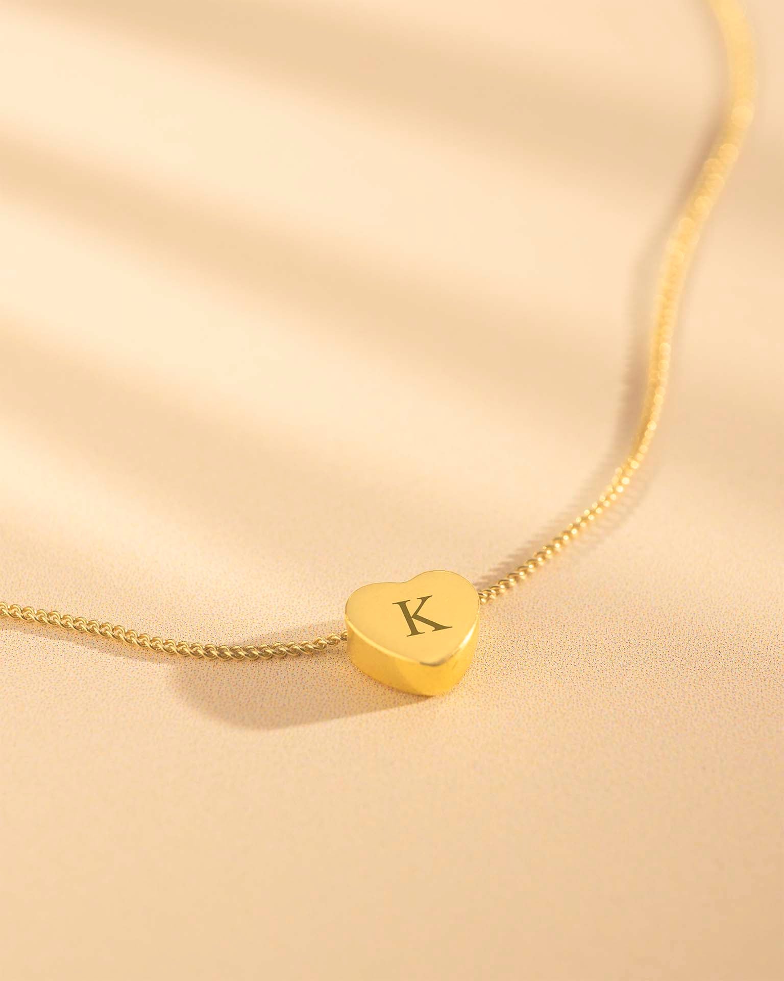 Gold Mini Heart Initial Personalised Necklace