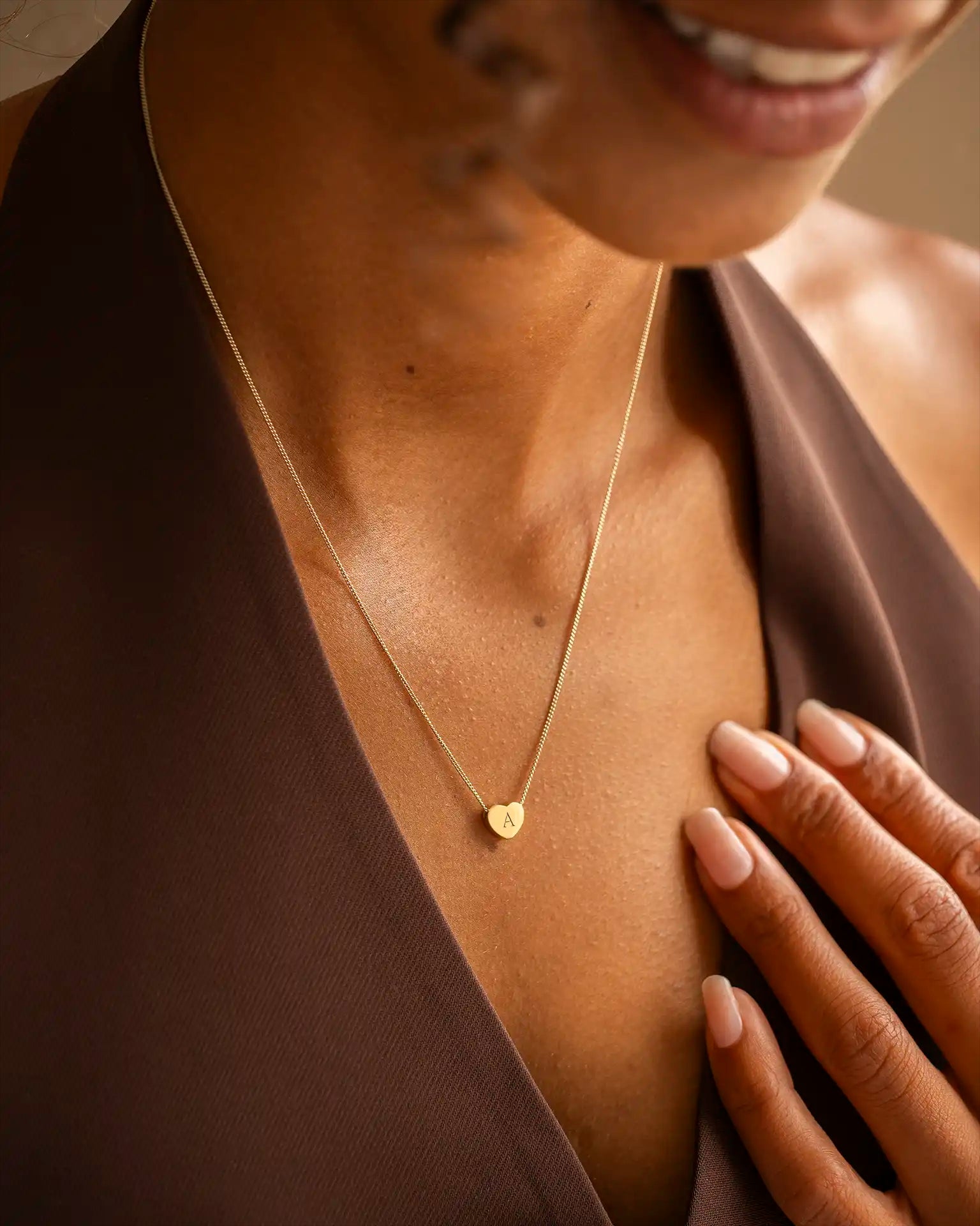 Gold Mini Heart Initial Personalised Necklace