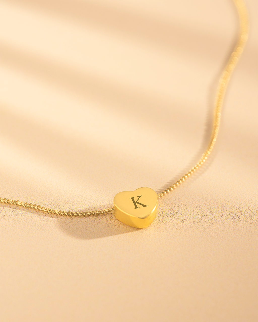 Gold Mini Heart Initial Personalised Necklace
