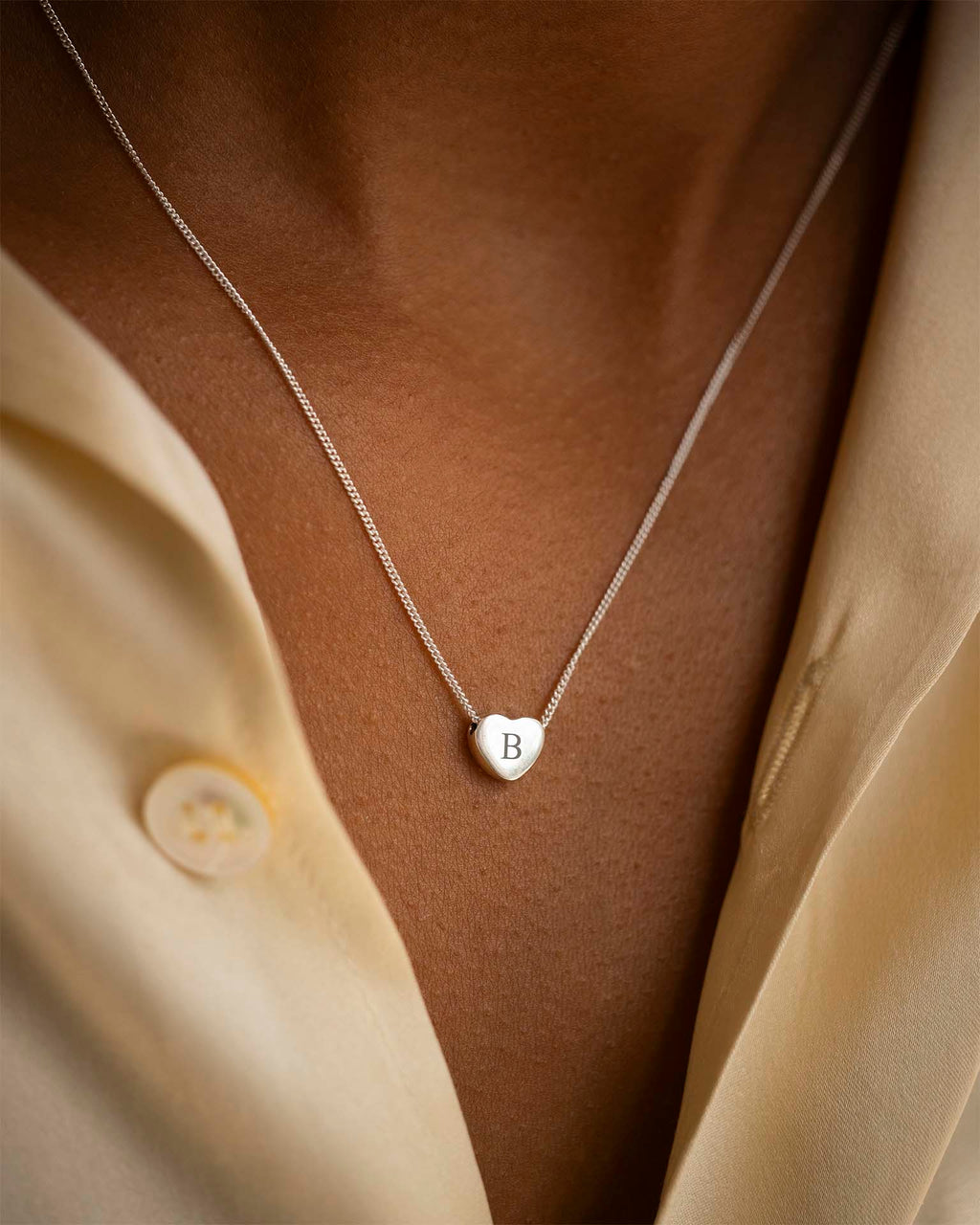 Silver Mini Heart Initial Personalised Necklace