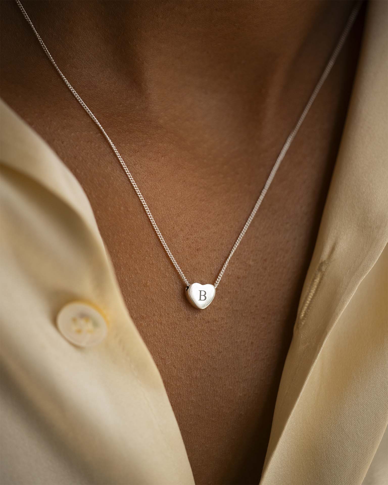 Silver Mini Heart Initial Personalised Necklace