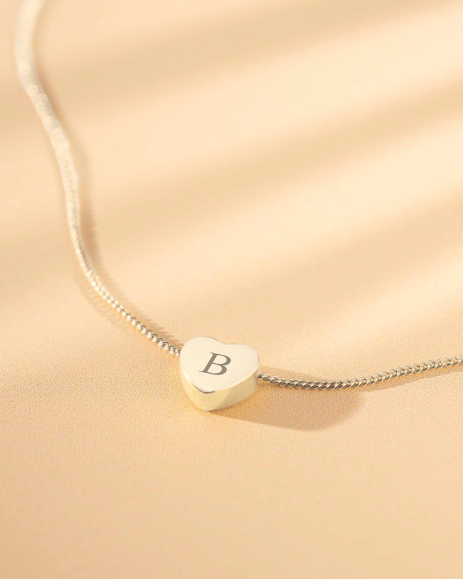 Silver Mini Heart Initial Personalised Necklace
