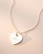 Silver Modern Script and Illustration Heart Personalised Necklace