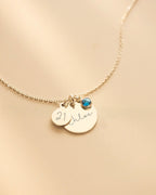 Silver Personalised Birthday Disc Name Necklace