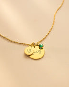 Silver Personalised Birthday Disc Name Necklace