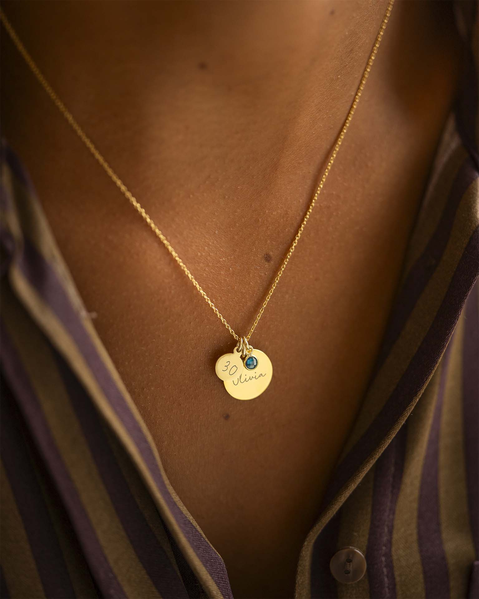 Gold Personalised Birthday Disc Name Necklace