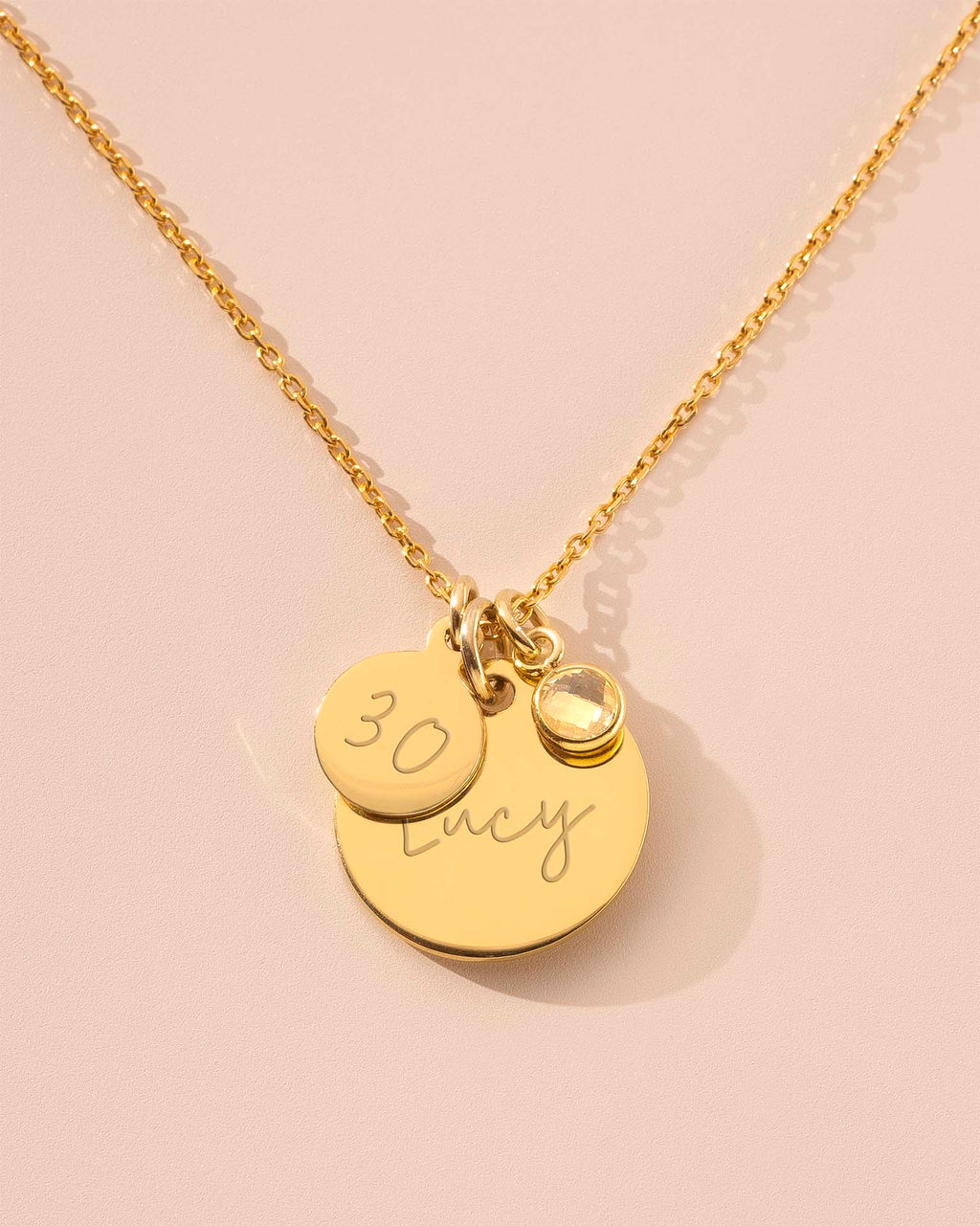 Gold Personalised Birthday Disc Name Necklace