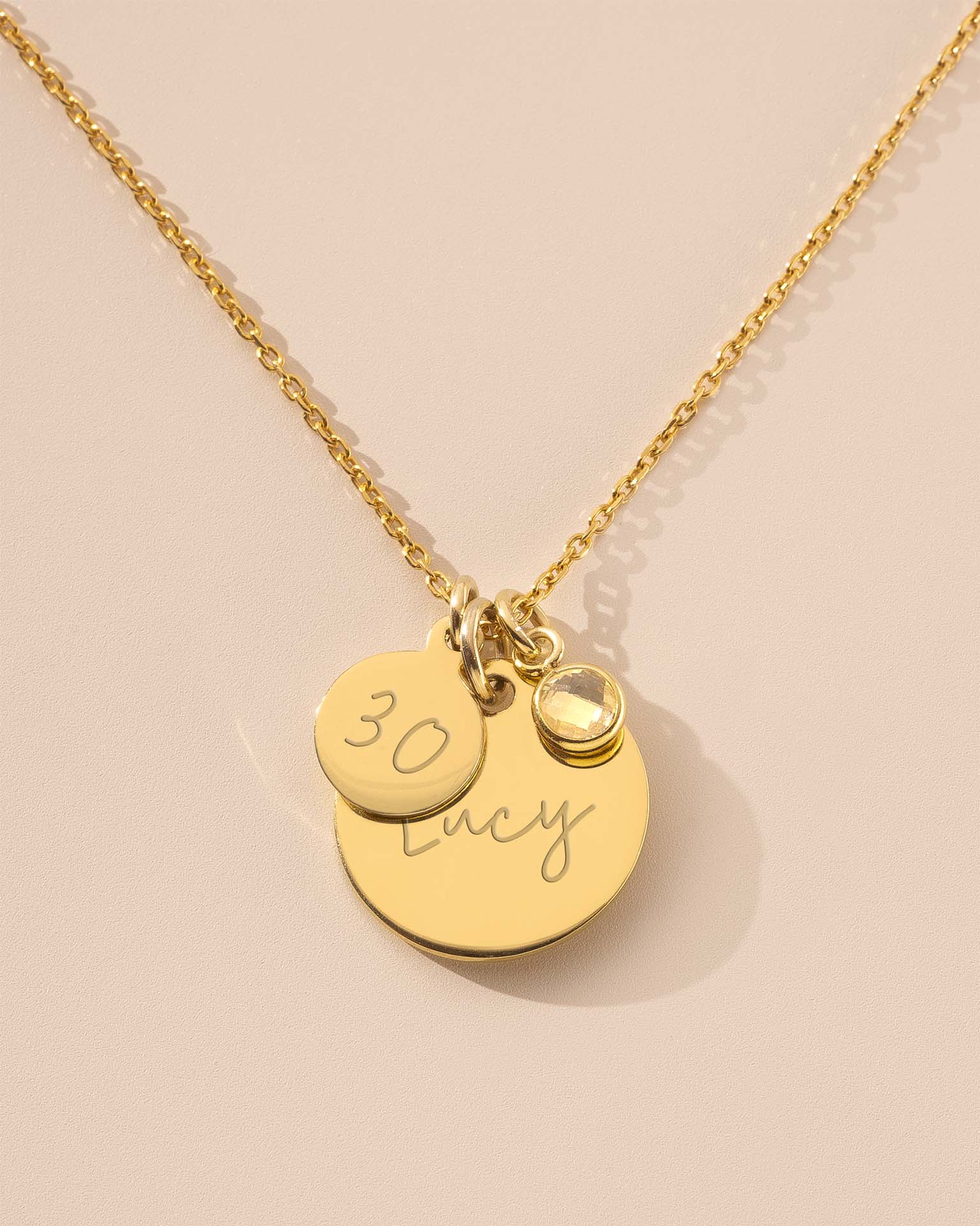 Gold Personalised Birthday Disc Name Necklace