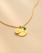 Silver Personalised Birthday Disc Name Necklace