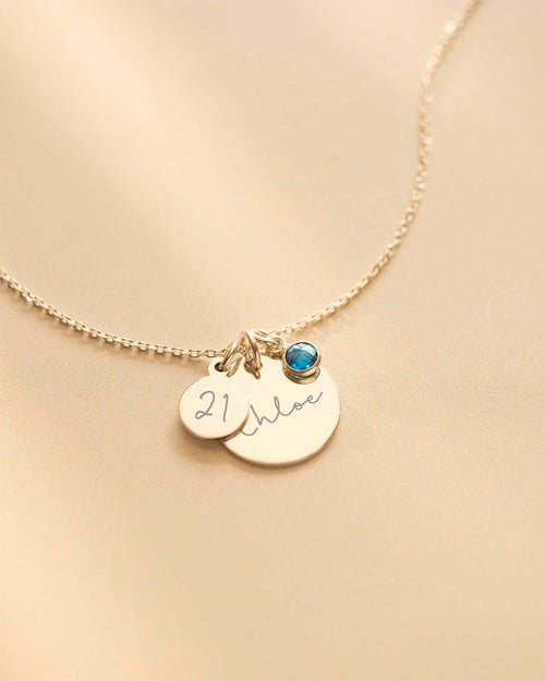 Silver Personalised Birthday Disc Name Necklace