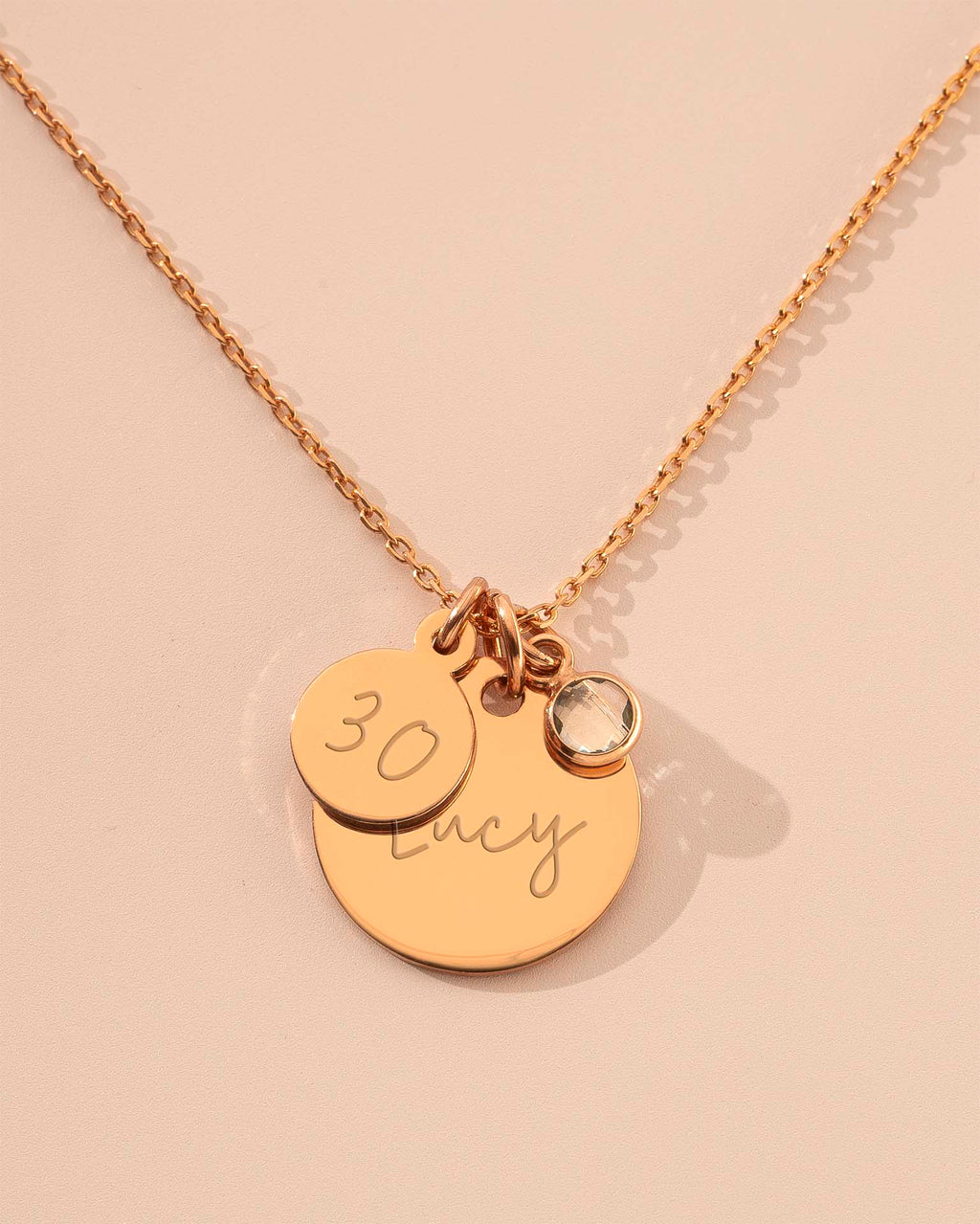 Rose Gold Personalised Birthday Disc Name Necklace