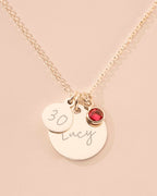 Silver Personalised Birthday Disc Name Necklace