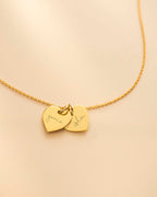 Gold Personalised Double Heart Name Necklace