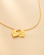 Gold Personalised Double Heart Name Necklace
