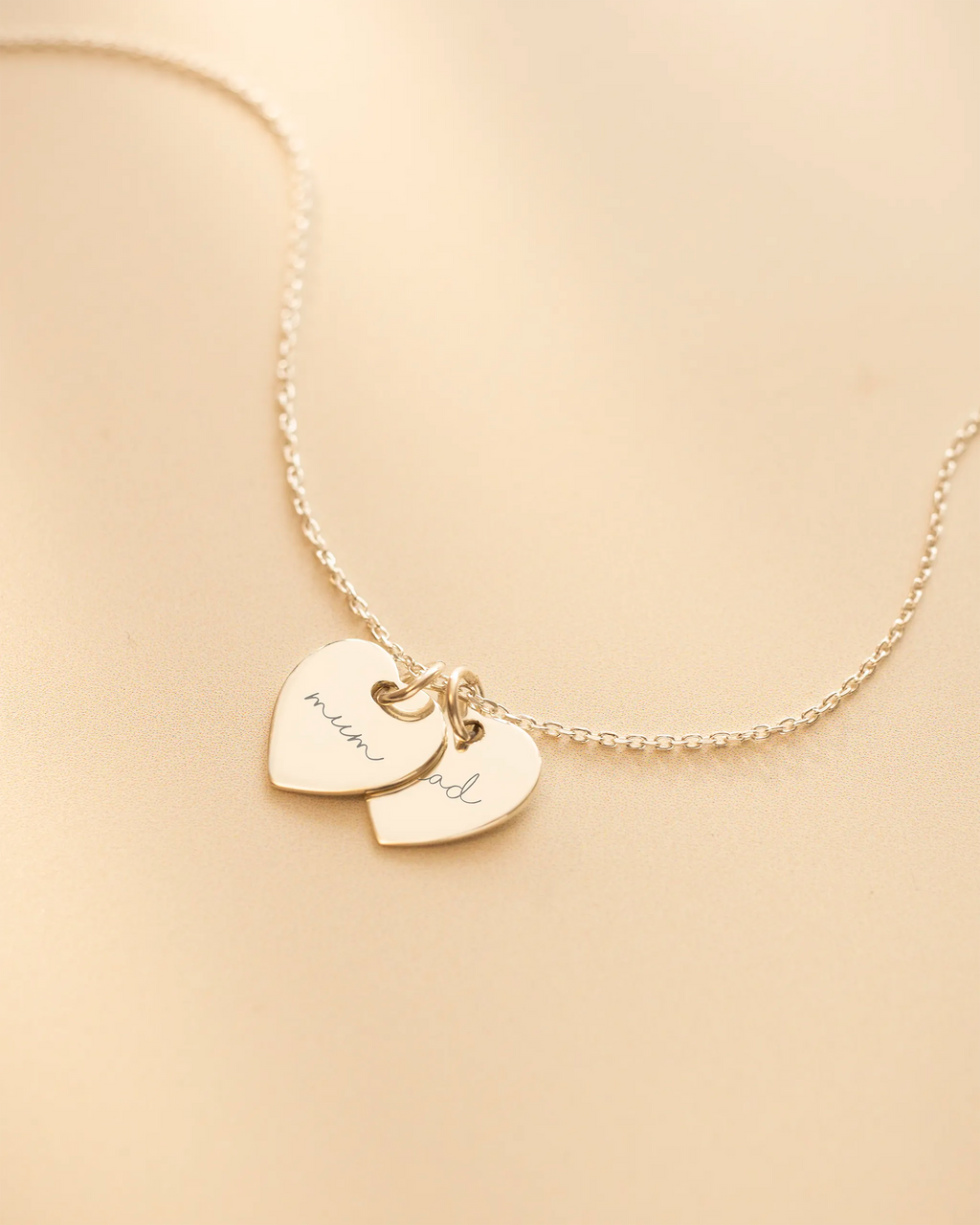 Silver Personalised Double Heart Name Necklace
