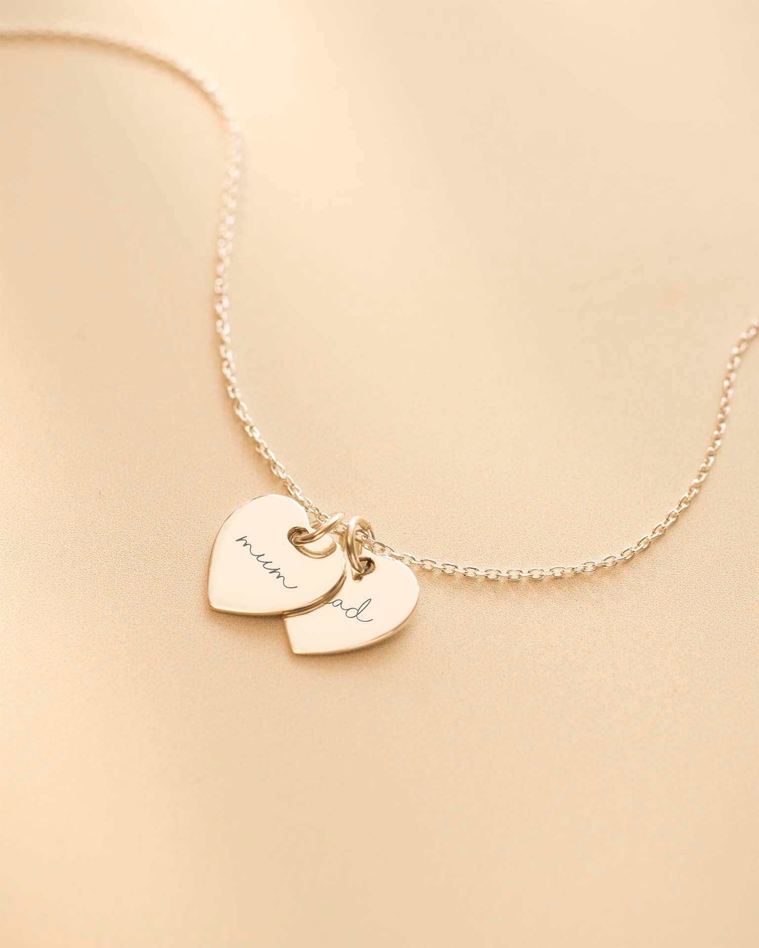 Silver Personalised Double Heart Name Necklace