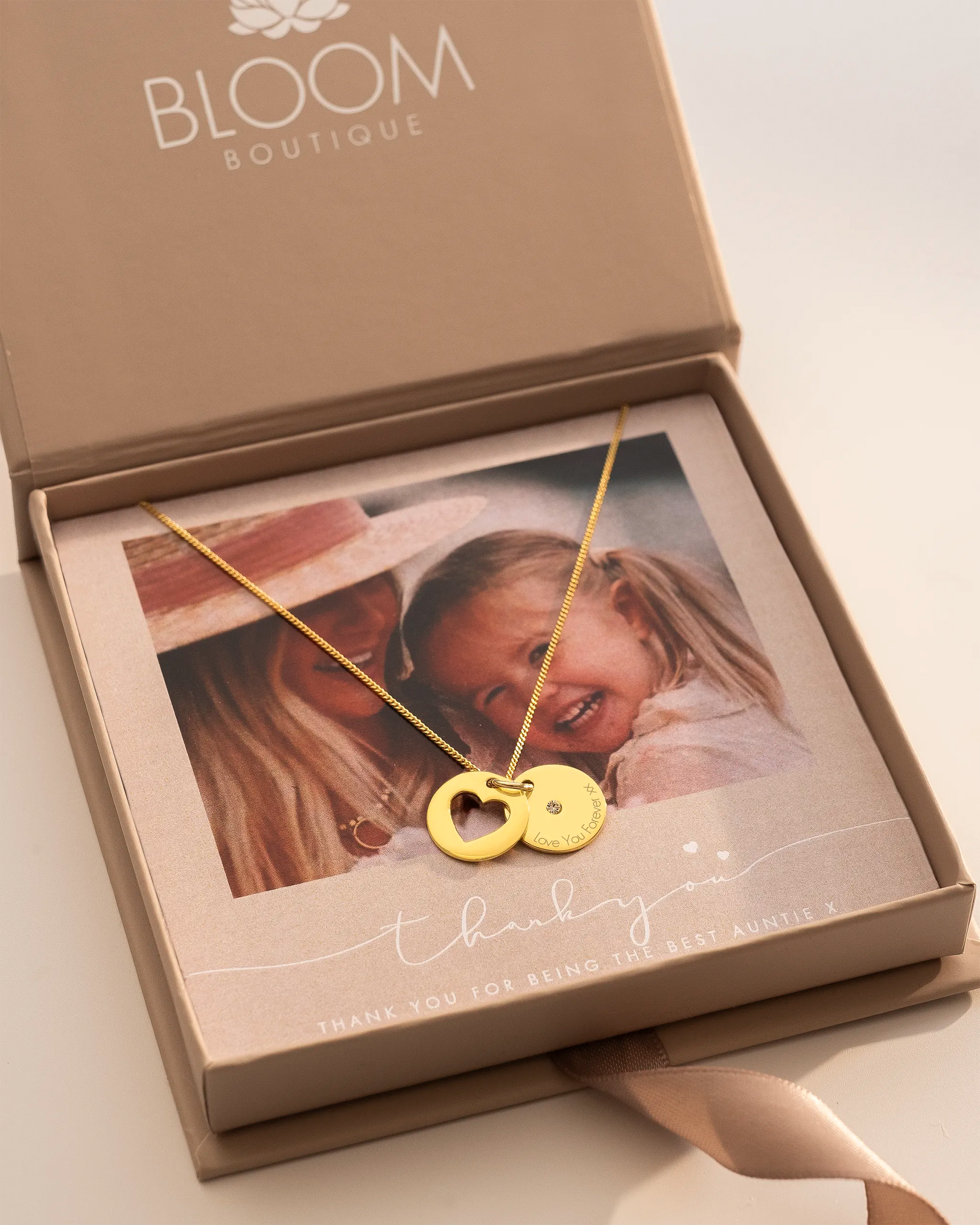 Gold Personalised Secret Message Heart Birthstone Necklace