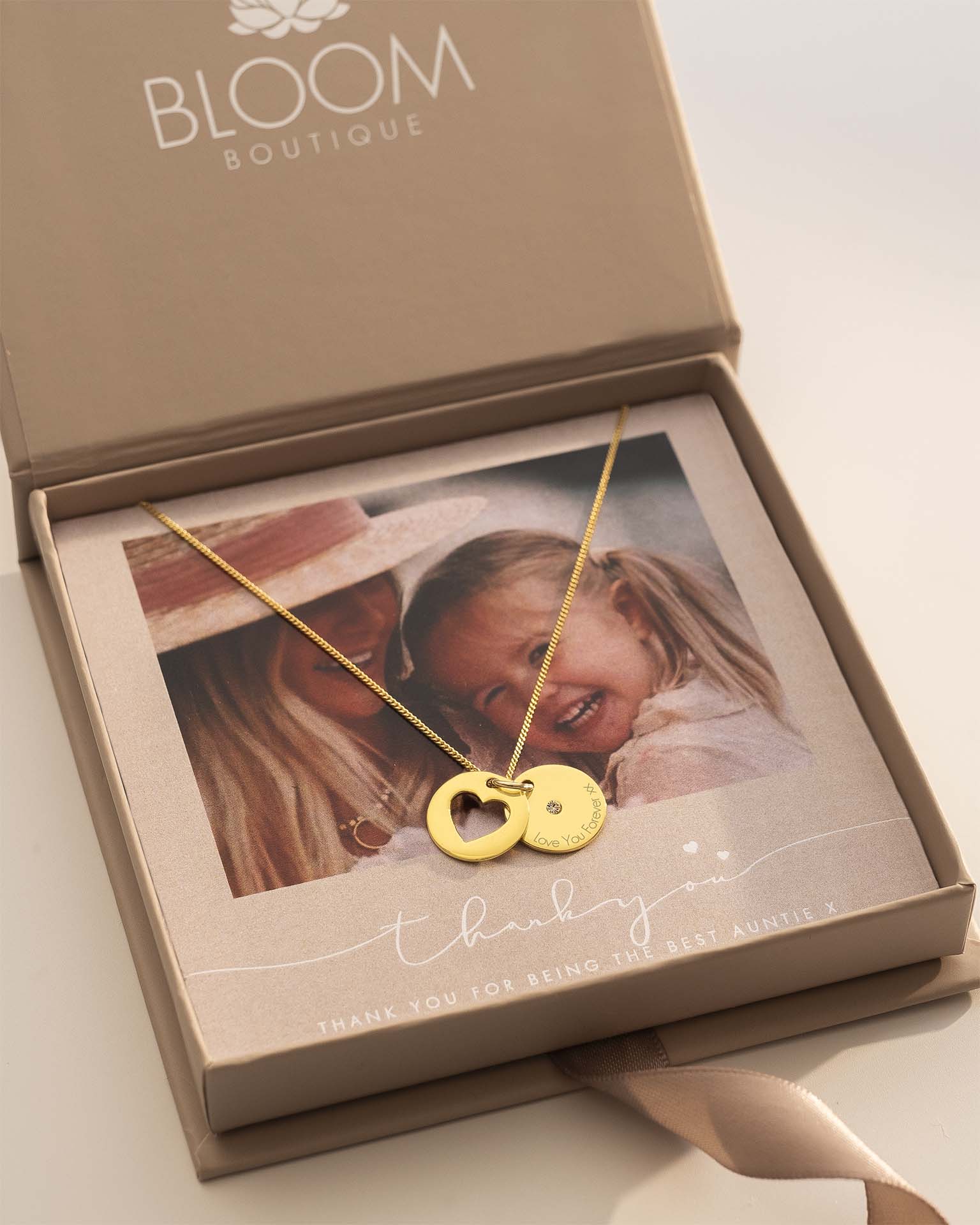 Gold Personalised Secret Message Heart Birthstone Necklace