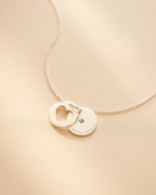 Silver Personalised Secret Message Heart Birthstone Necklace