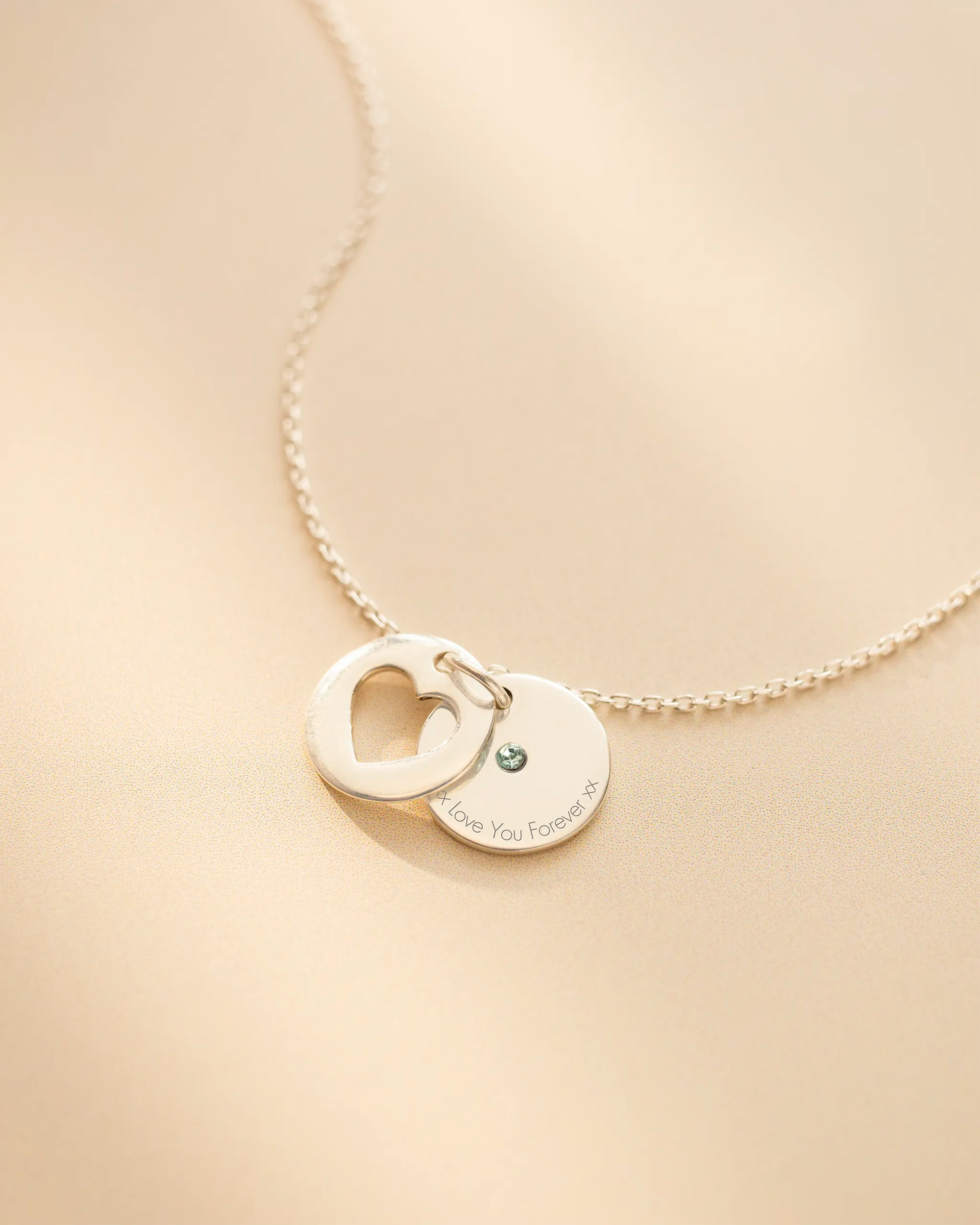Silver Personalised Secret Message Heart Birthstone Necklace