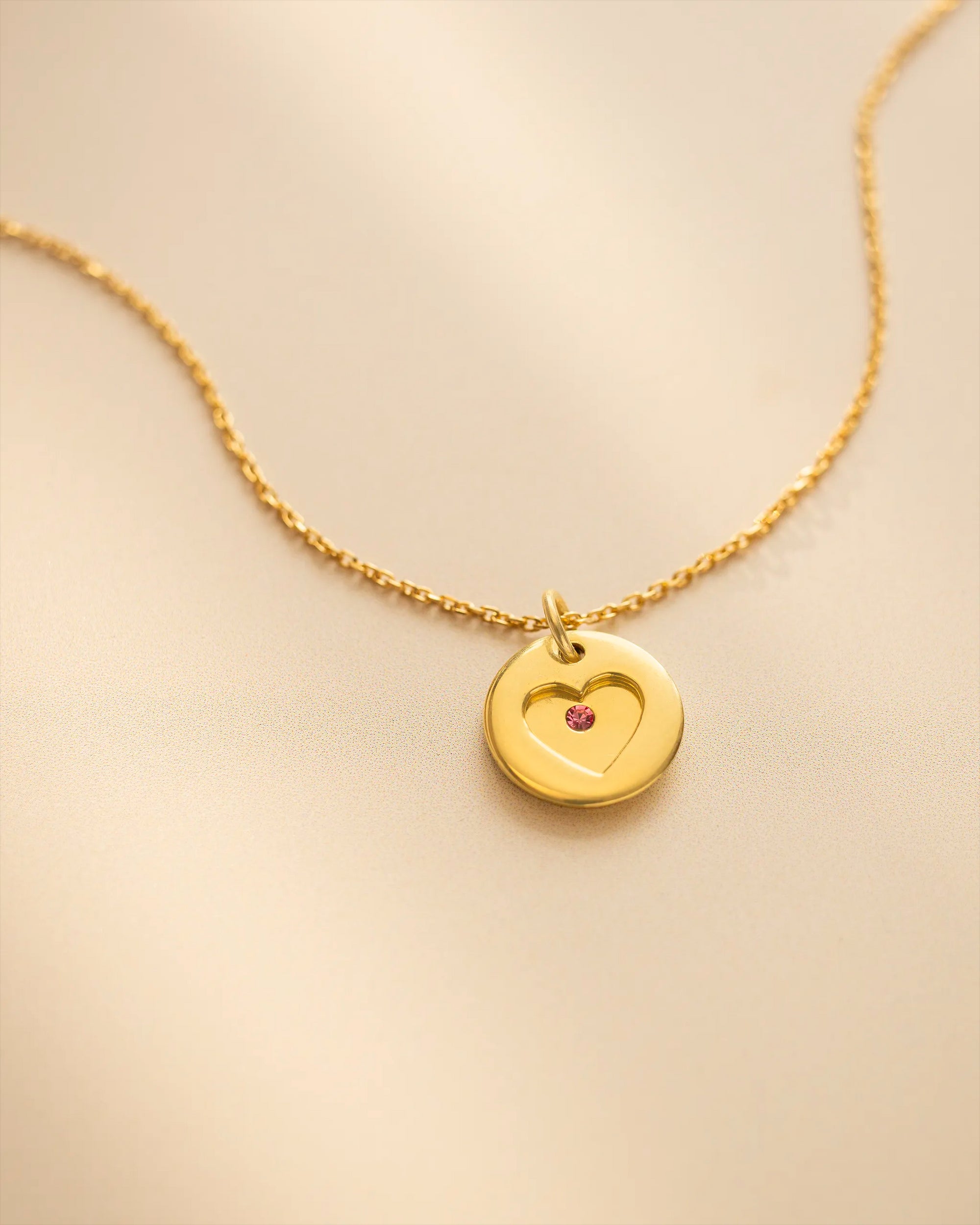 Gold Personalised Secret Message Heart Birthstone Necklace