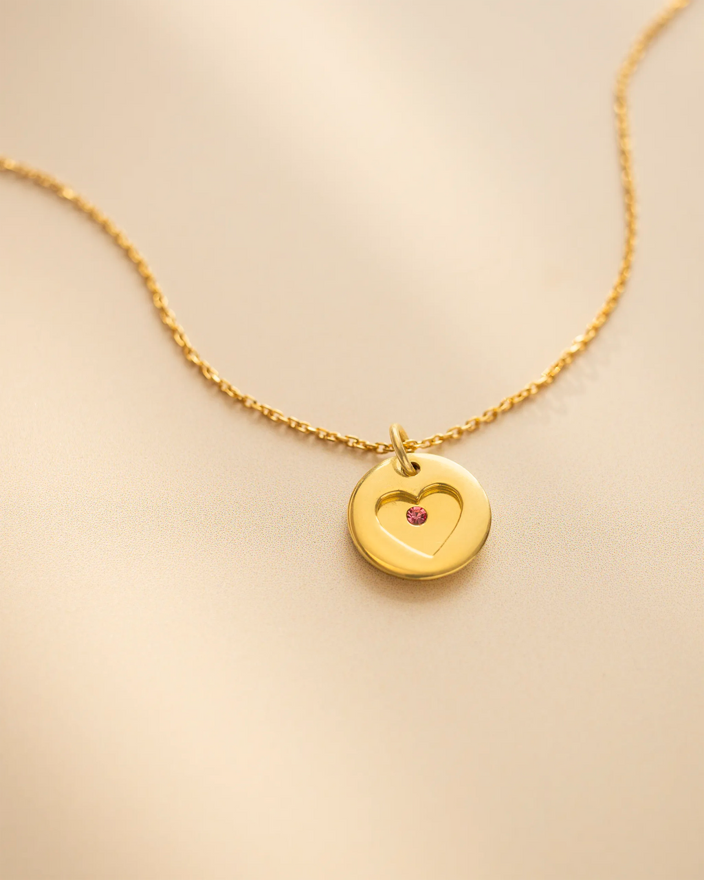 Gold Personalised Secret Message Heart Birthstone Necklace