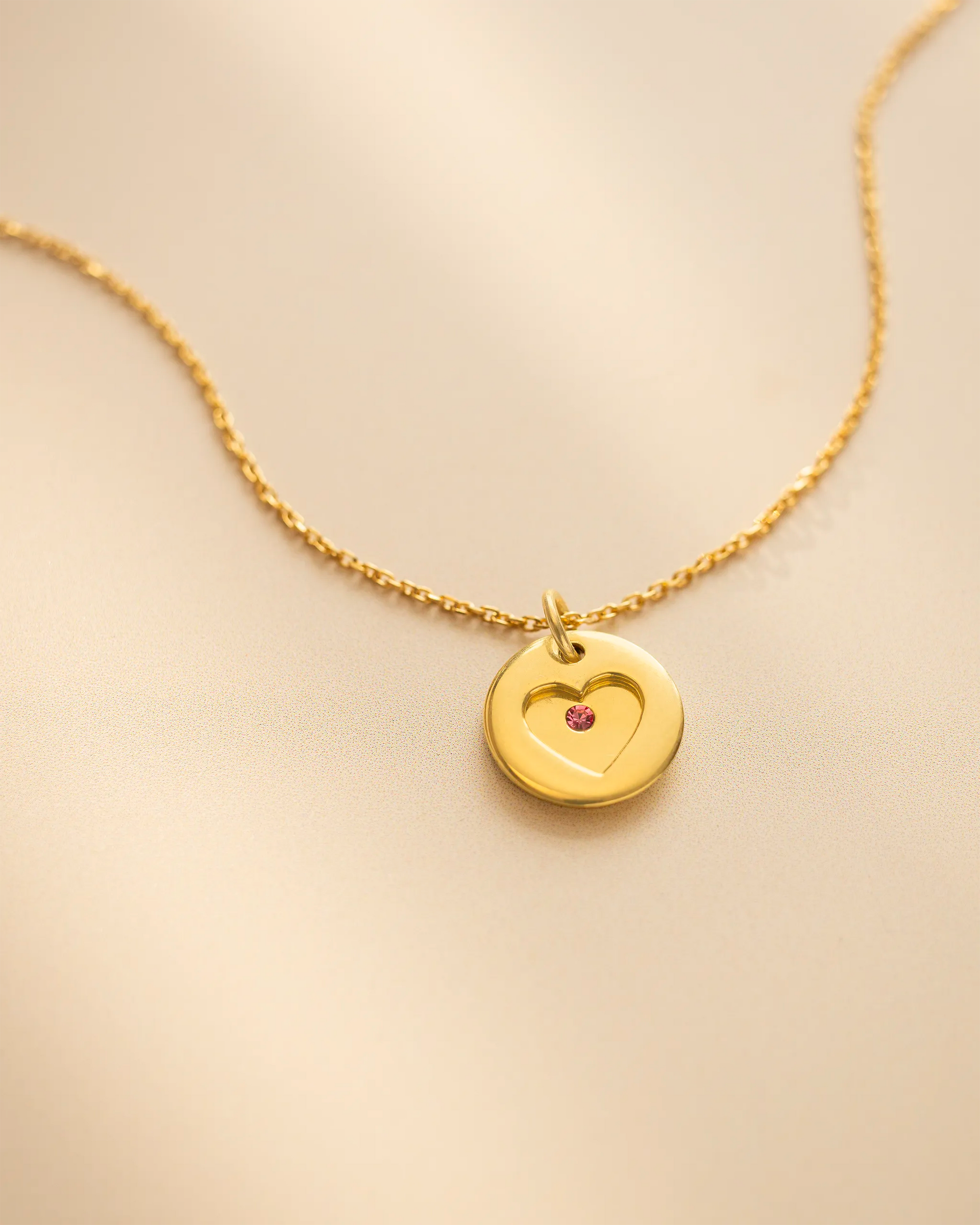 Gold Personalised Secret Message Heart Birthstone Necklace