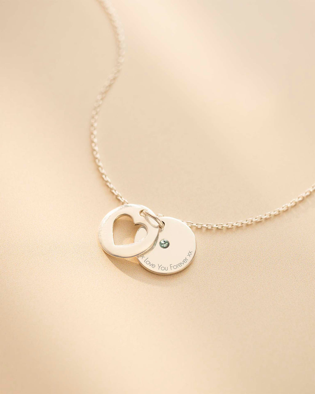 Silver Personalised Secret Message Heart Birthstone Necklace