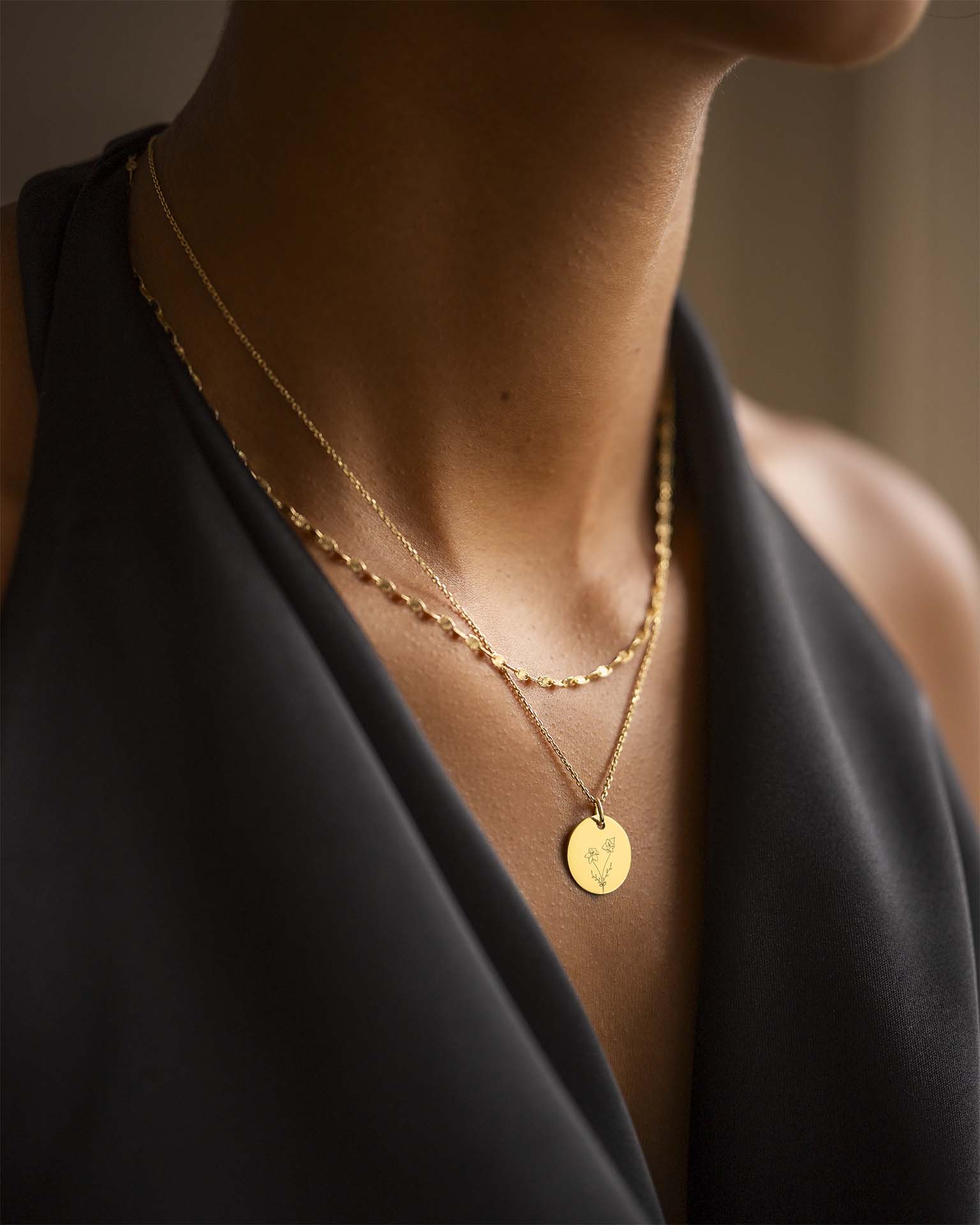 Gold Birth Flower Bouquet Personalised Necklace