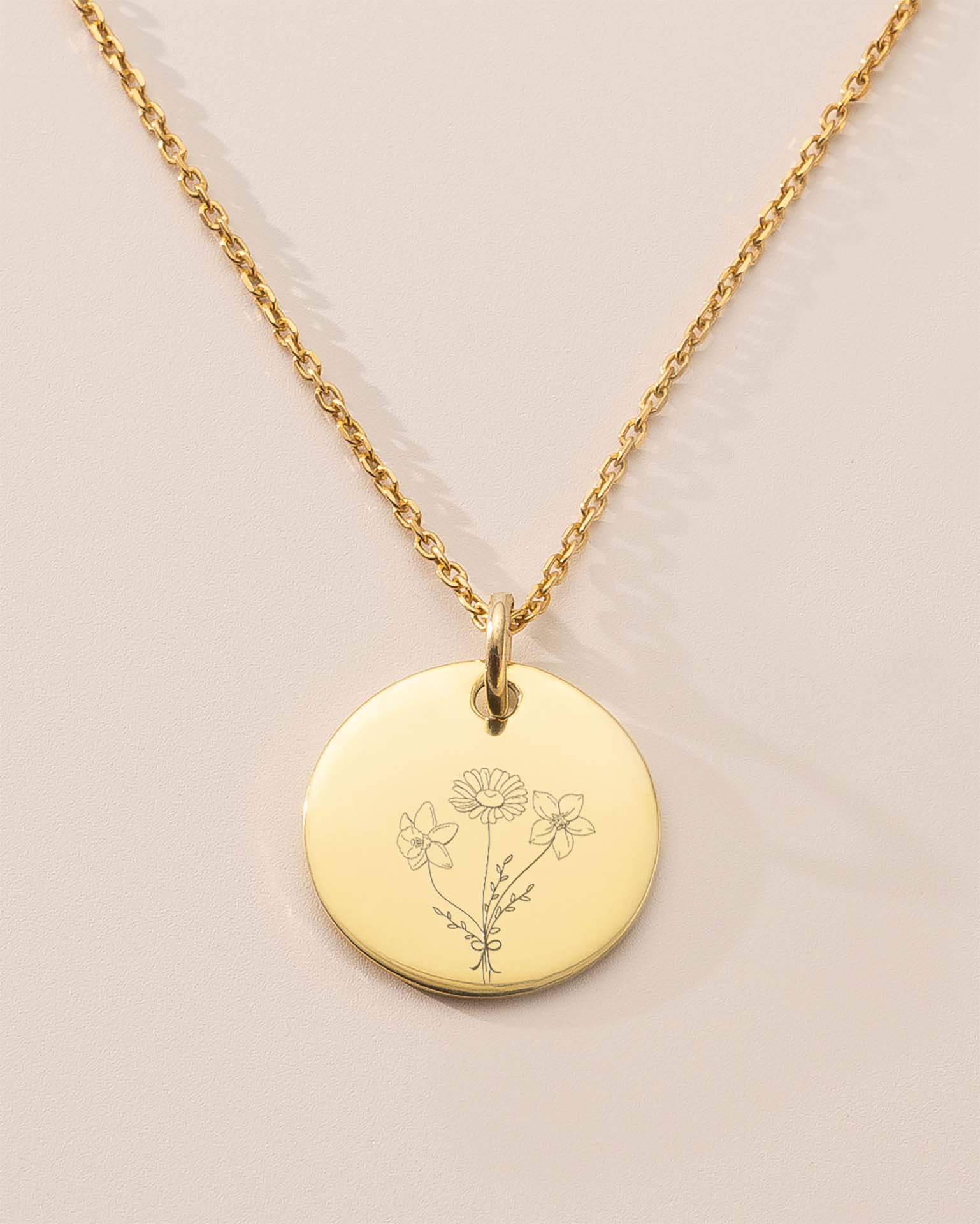 Gold Birth Flower Bouquet Personalised Necklace