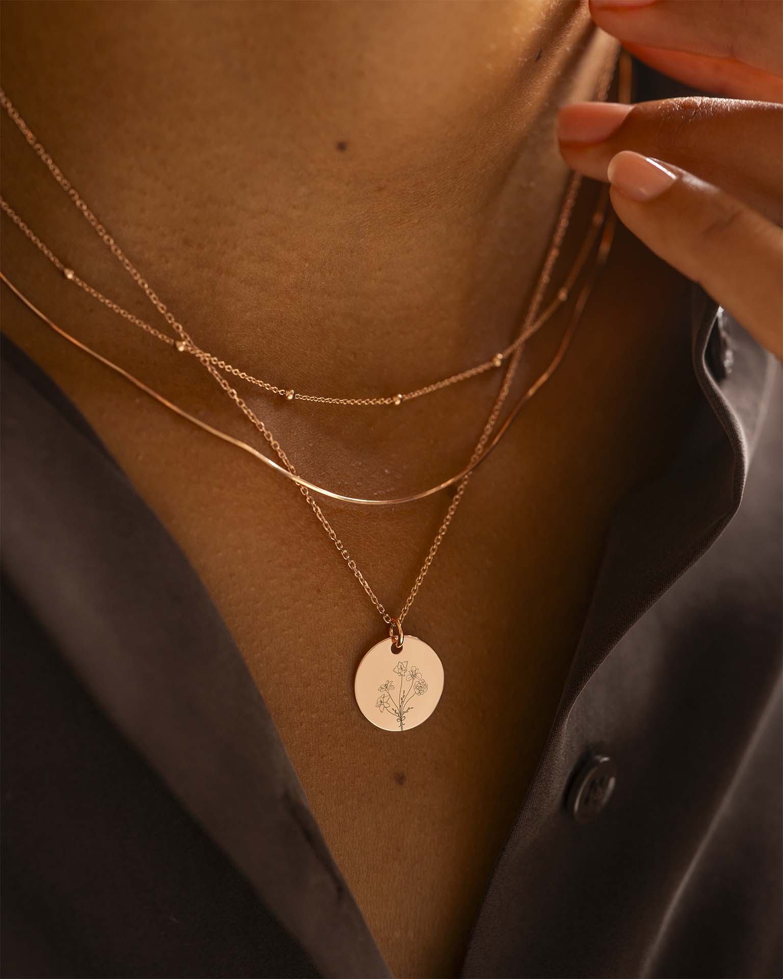 Rose Gold Birth Flower Bouquet Personalised Necklace