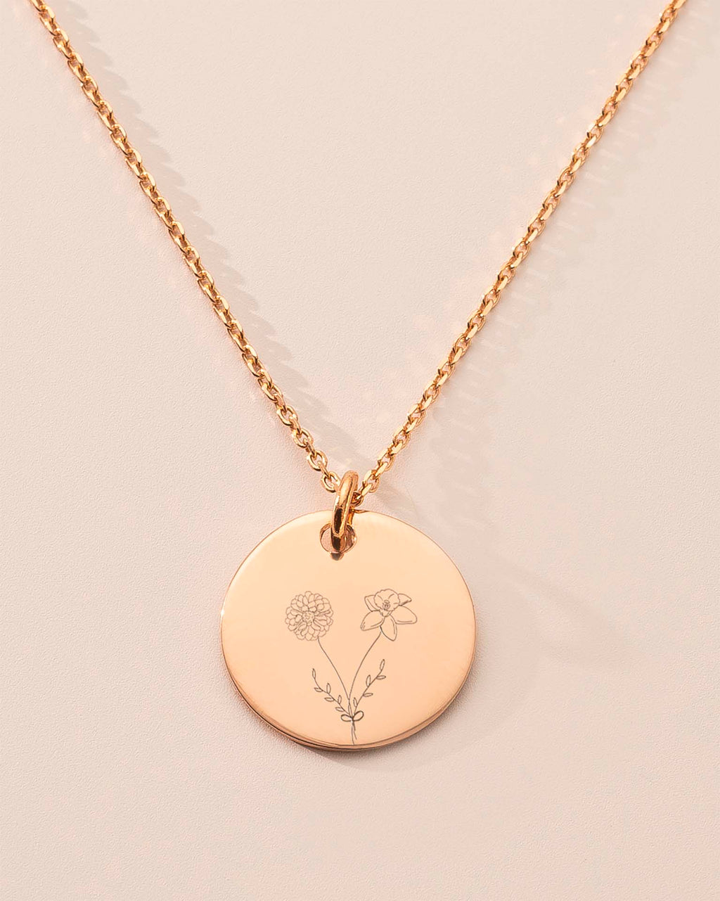 Rose Gold Birth Flower Bouquet Personalised Necklace