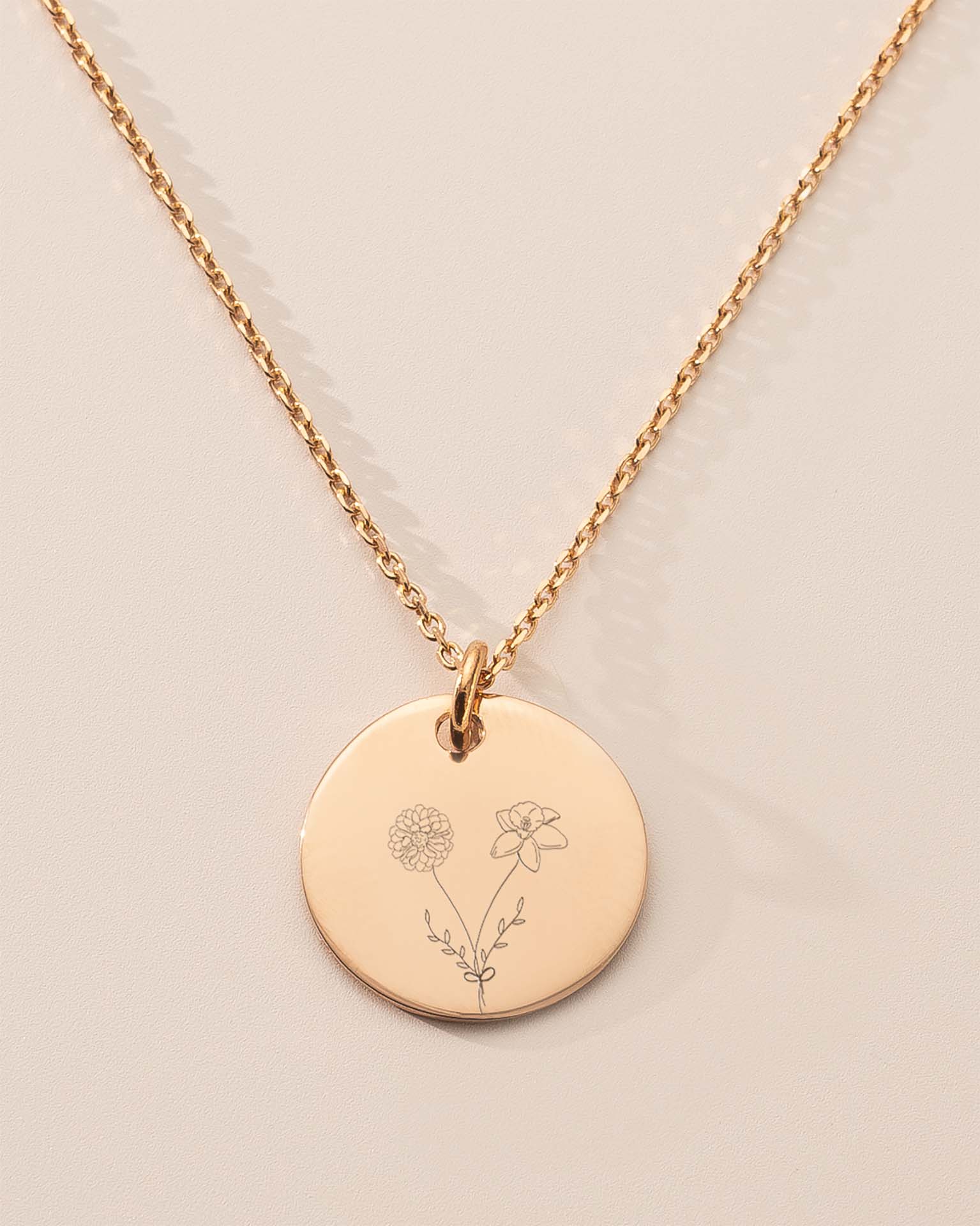 Rose Gold Birth Flower Bouquet Personalised Necklace