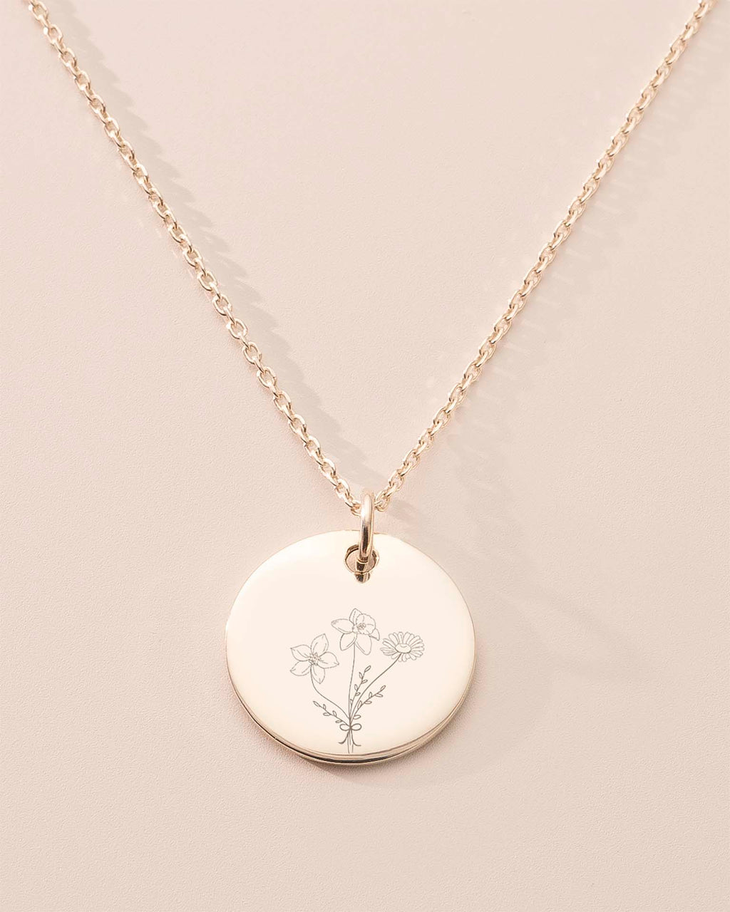 Silver Birth Flower Bouquet Personalised Necklace