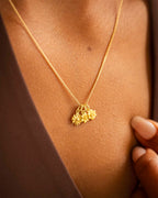 Gold Family Birth Flower Personalised Necklace