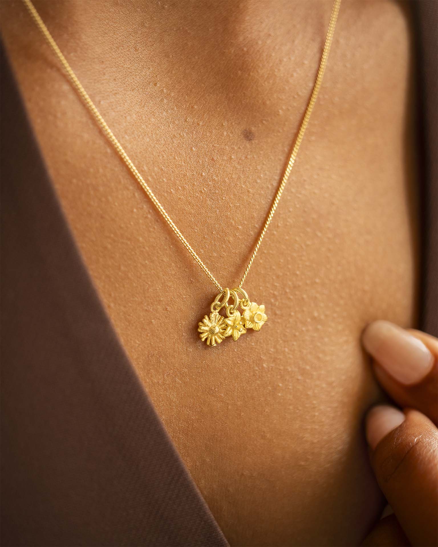 Gold Family Birth Flower Personalised Necklace