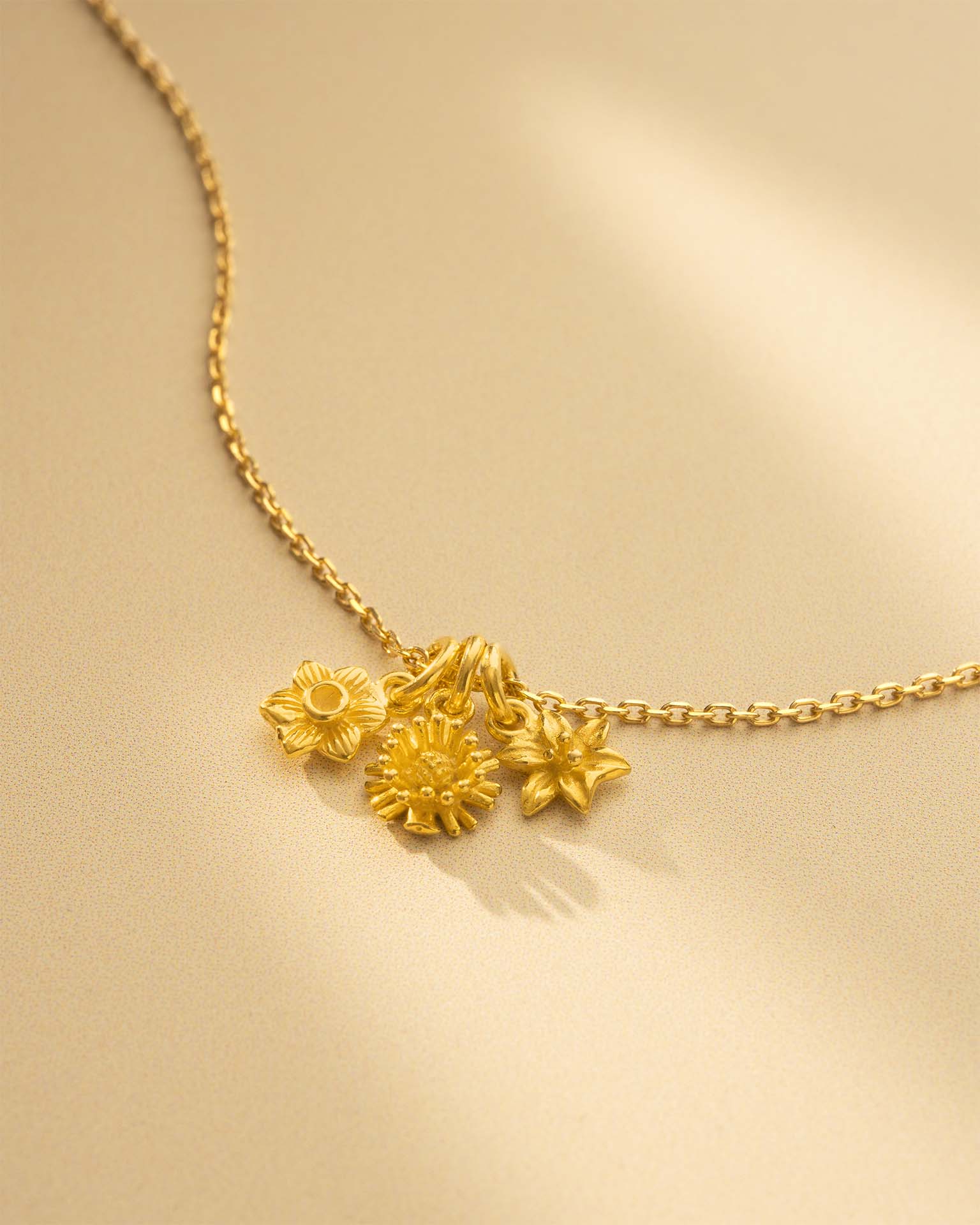 Gold Family Birth Flower Personalised Necklace