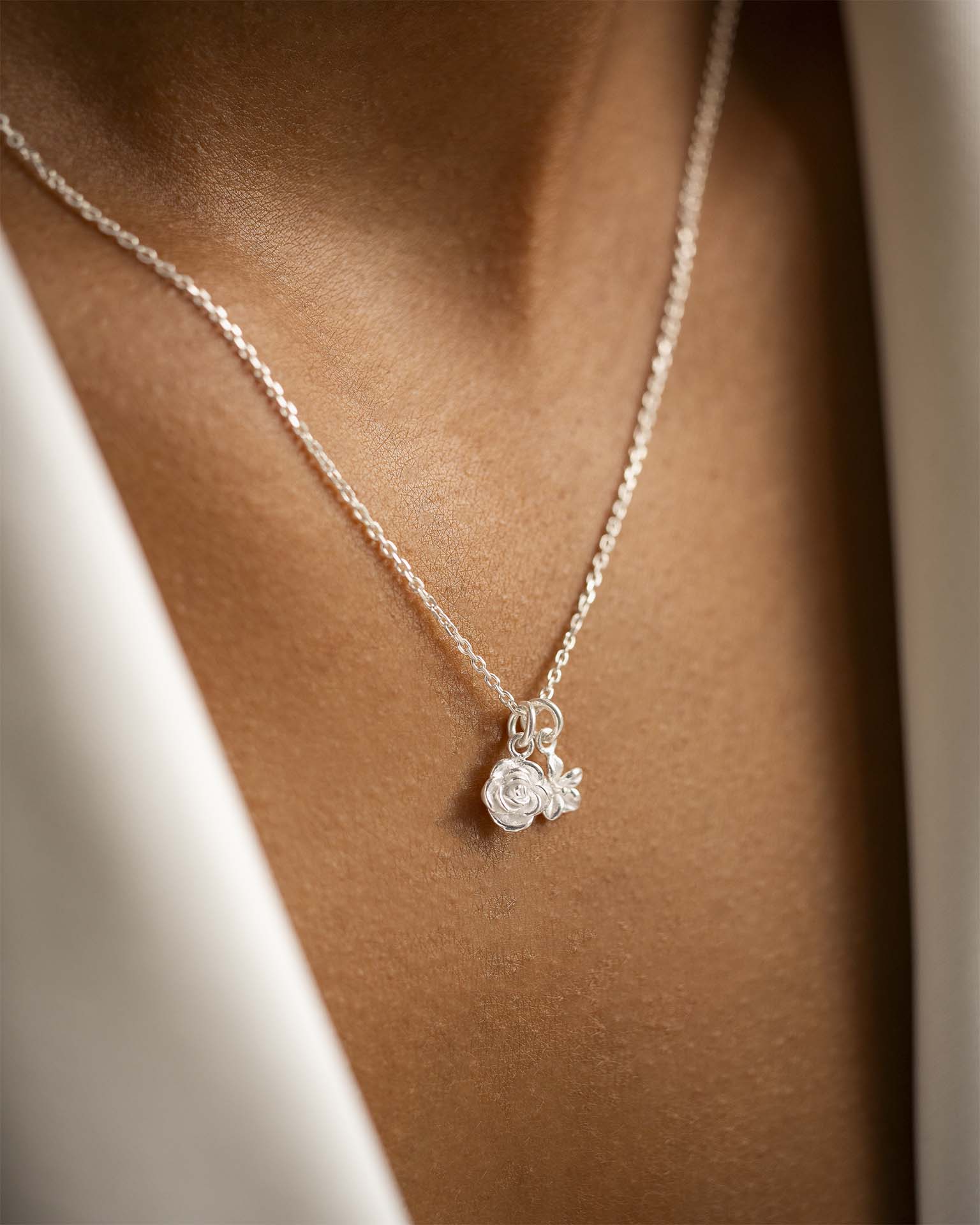 Silver Family Birth Flower Personalised Necklace